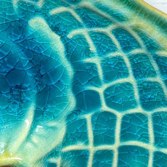 Seahorse Blue Crackle Decorative Dish Ceramic Beach Sea Decor - Picture 5 of 6